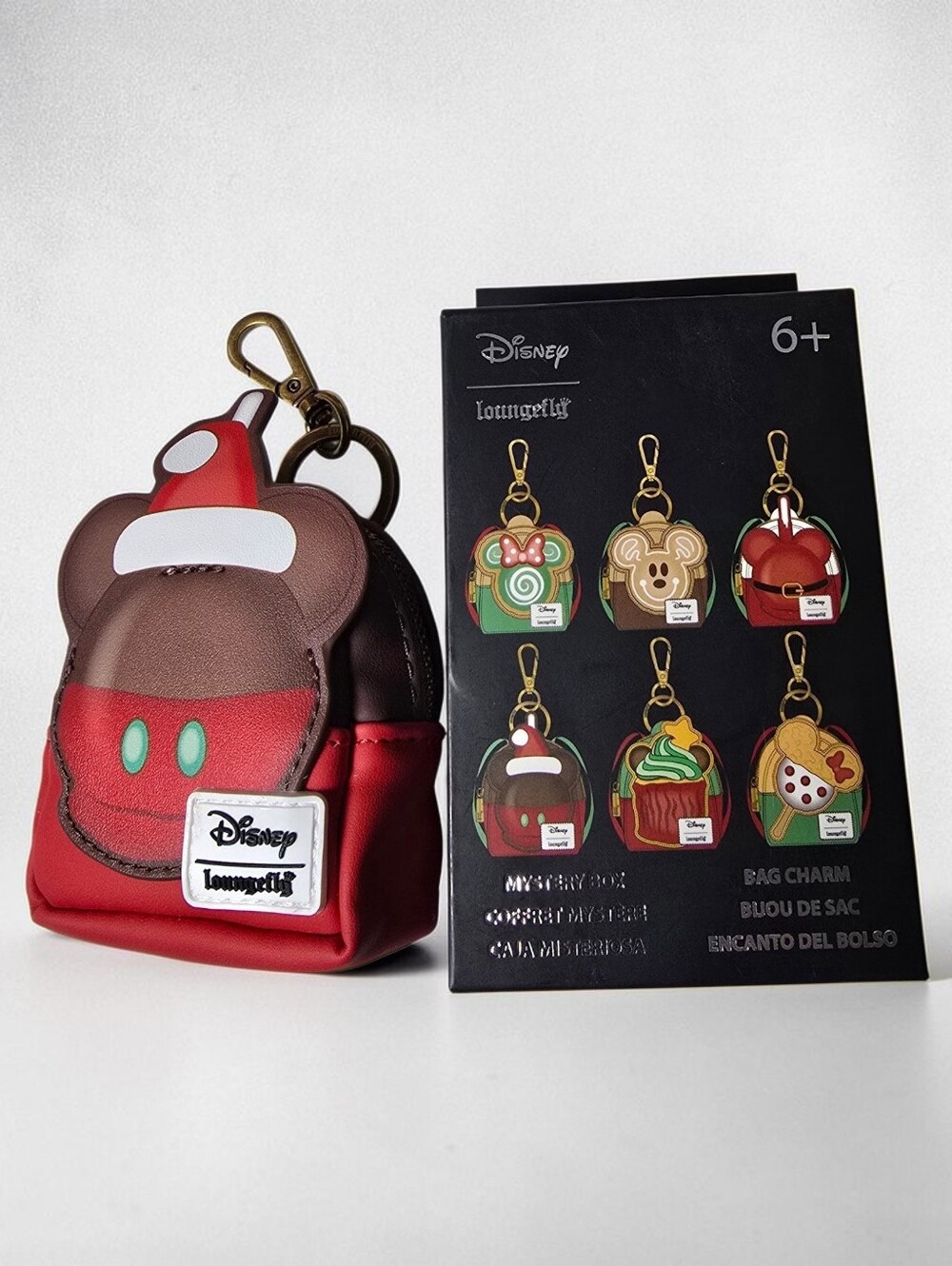 Loungefly Disney Mickey Santa Holiday Mini Backpack Mystery Bag Charm Opened New